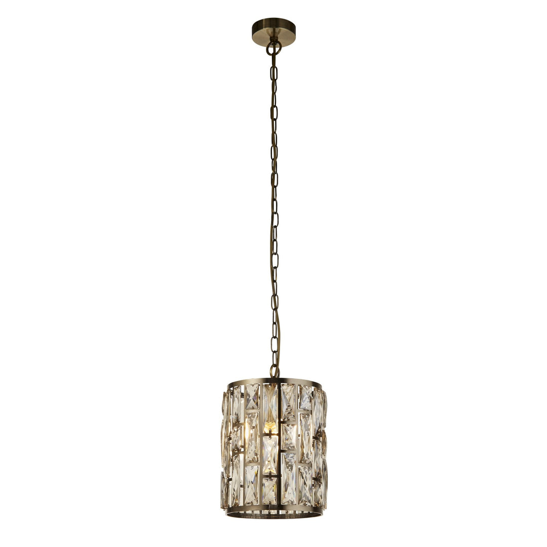 Searchlight 6581-1AB Bijou Pendant Antique Brass Metal Champagne Glass