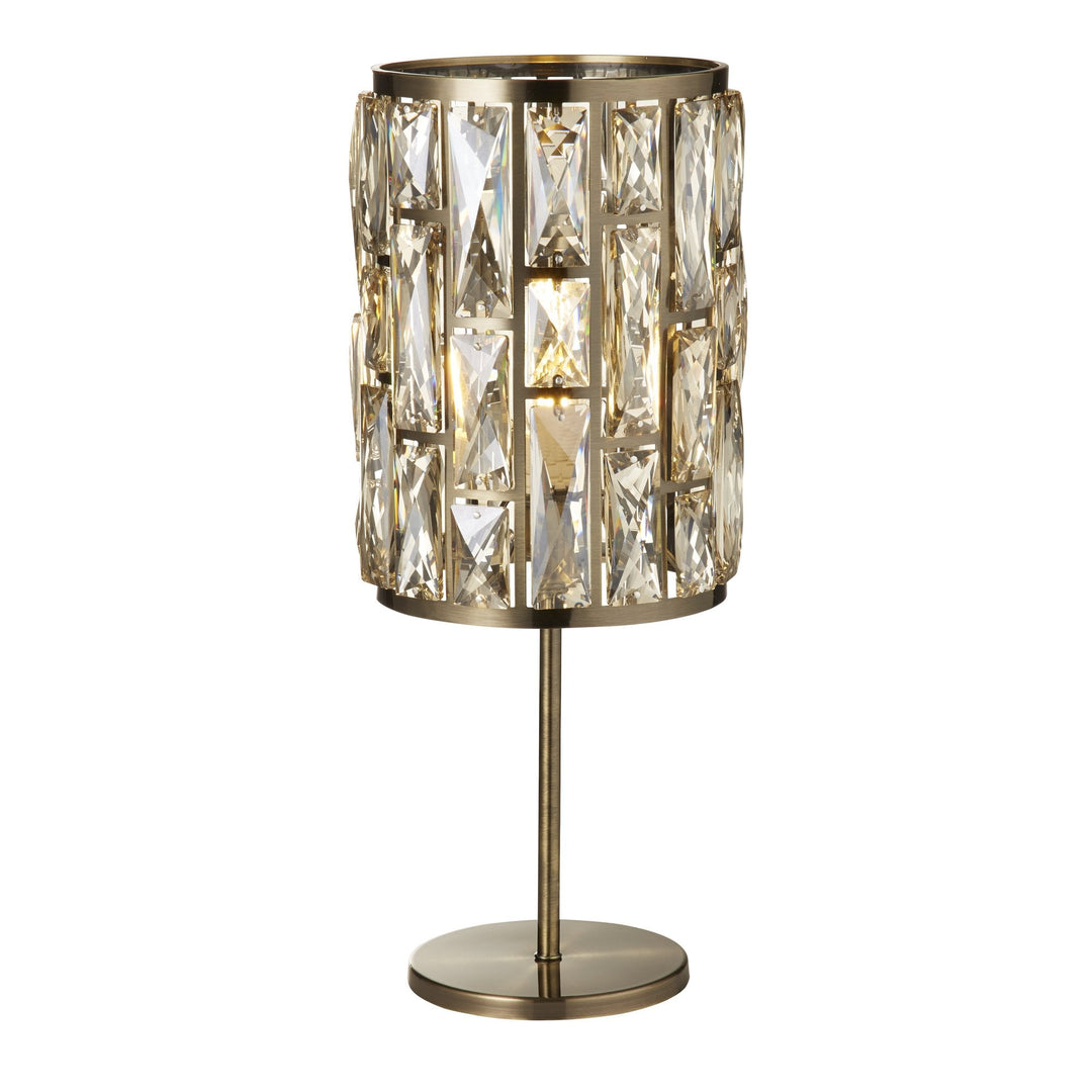Searchlight 6584AB Bijou Table Lamp Antique Brass Metal Champagne Glass