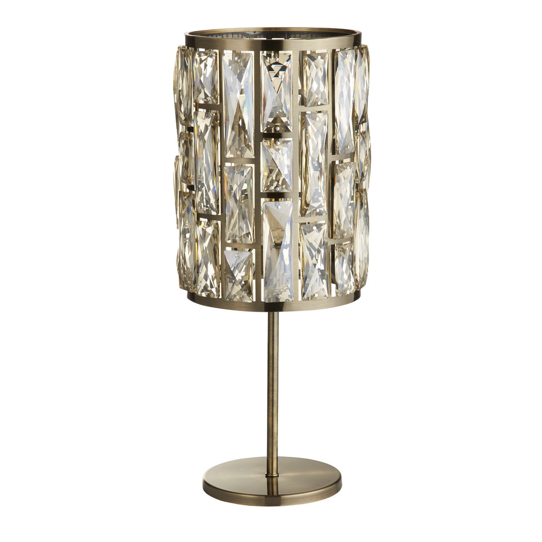 Searchlight 6584AB Bijou Table Lamp Antique Brass Metal Champagne Glass