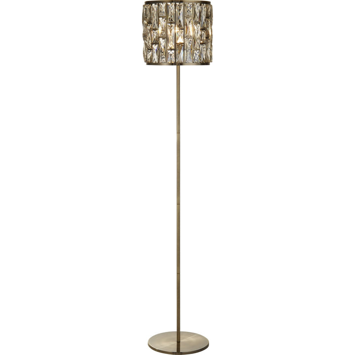 Searchlight 6589AB Bijou Floor Lamp Antique Brass Metal Champagne Glass