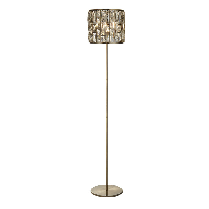 Searchlight 6589AB Bijou Floor Lamp Antique Brass Metal Champagne Glass