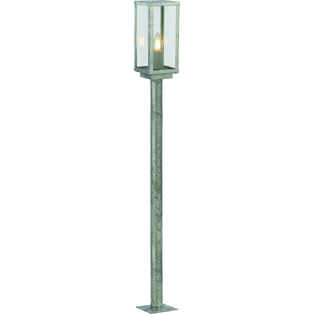 Searchlight 90151-900SI Box II Outdoor Post Galvanised Silver Metal Glass