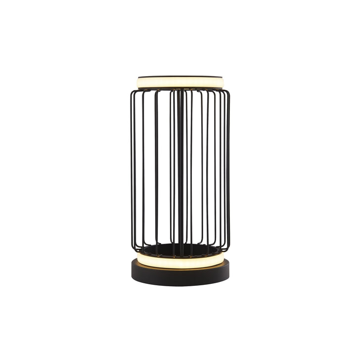 Searchlight 54210-1BK Circolo Cage LED Table Lamp Black Metal White Silicon