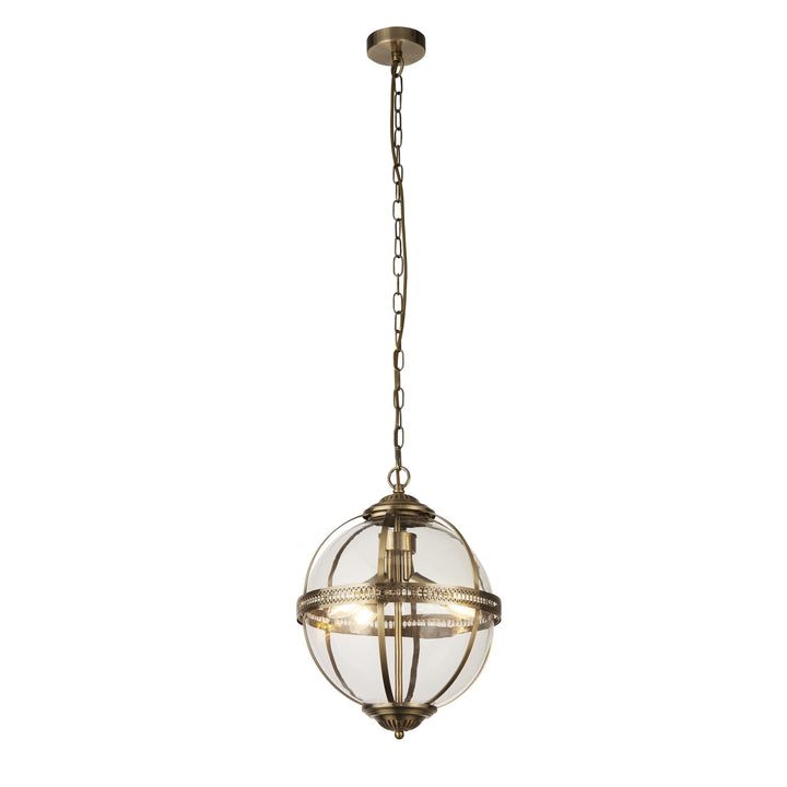 Searchlight 44213-3AB Coronet 3 Light Pendant Antique Brass Metal Glass