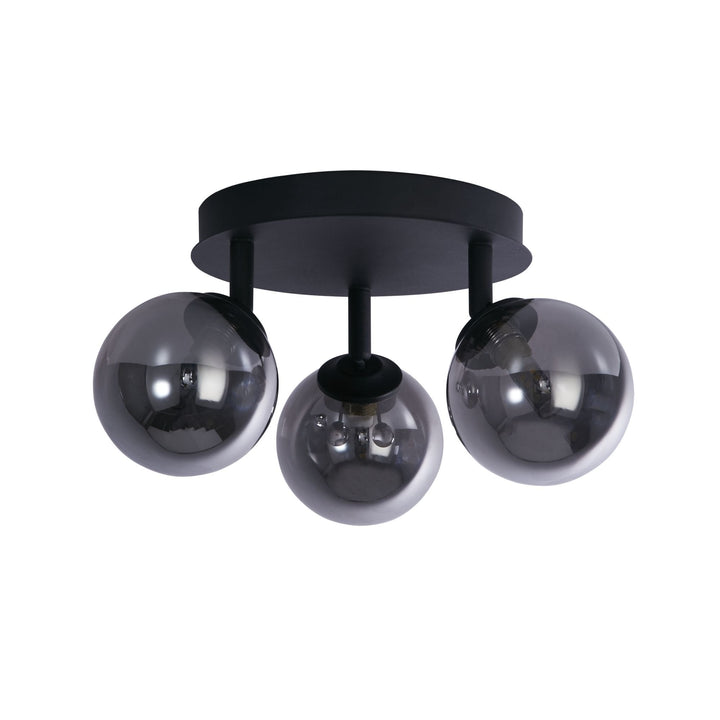 Searchlight 96913-3BK Crosby 3 Light Semi Flush Black Metal Smoked Glass