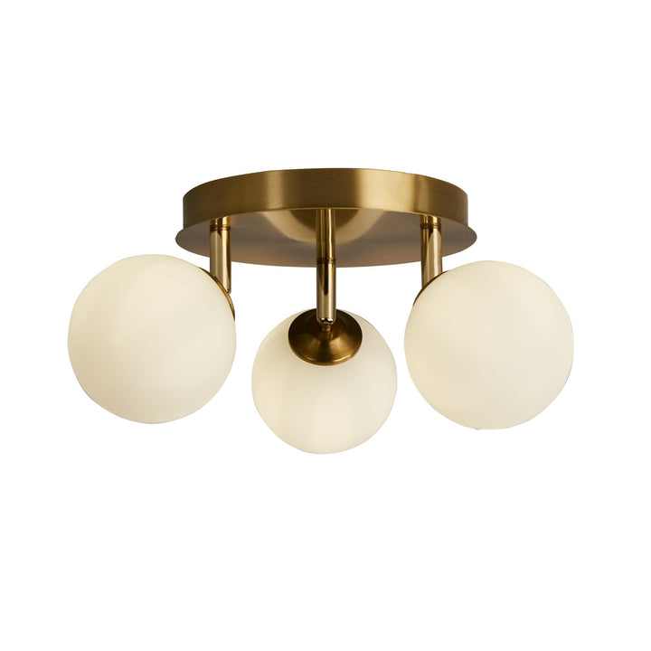 Searchlight 96913-3GO Crosby 3 Light Semi Flush Gold Metal Opal Glass