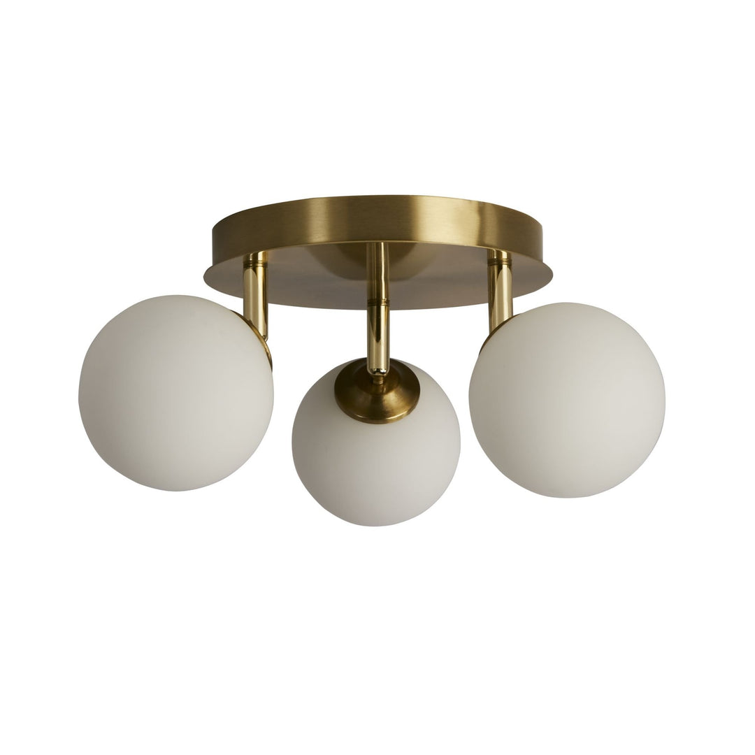 Searchlight 96913-3GO Crosby 3 Light Semi Flush Gold Metal Opal Glass