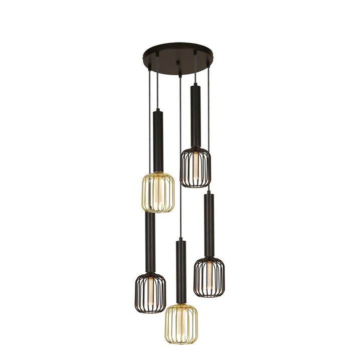 Searchlight 35721-5BK Dulwich 5 Light Multi Drop Pendant Black Metal