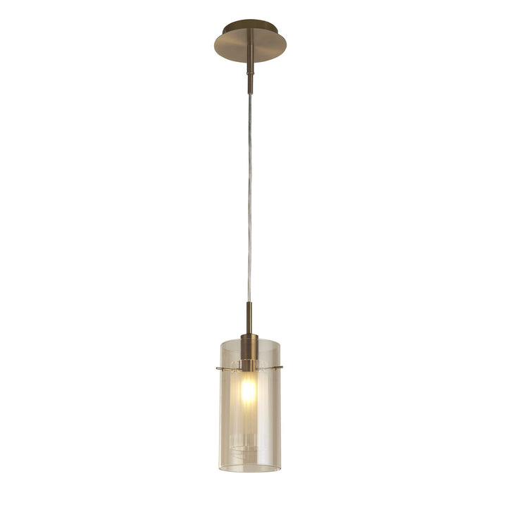 Searchlight 2301CP Duo III Pendant Bronze Metal Champagne Glass