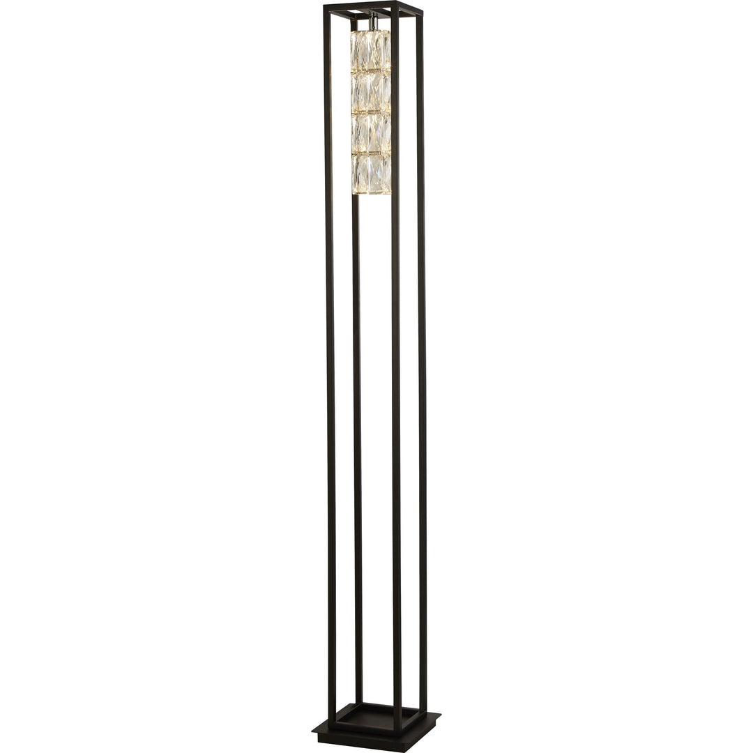 Searchlight 89563BK Elevator LED Floor Lamp Matt Black Frame Crystal Centre