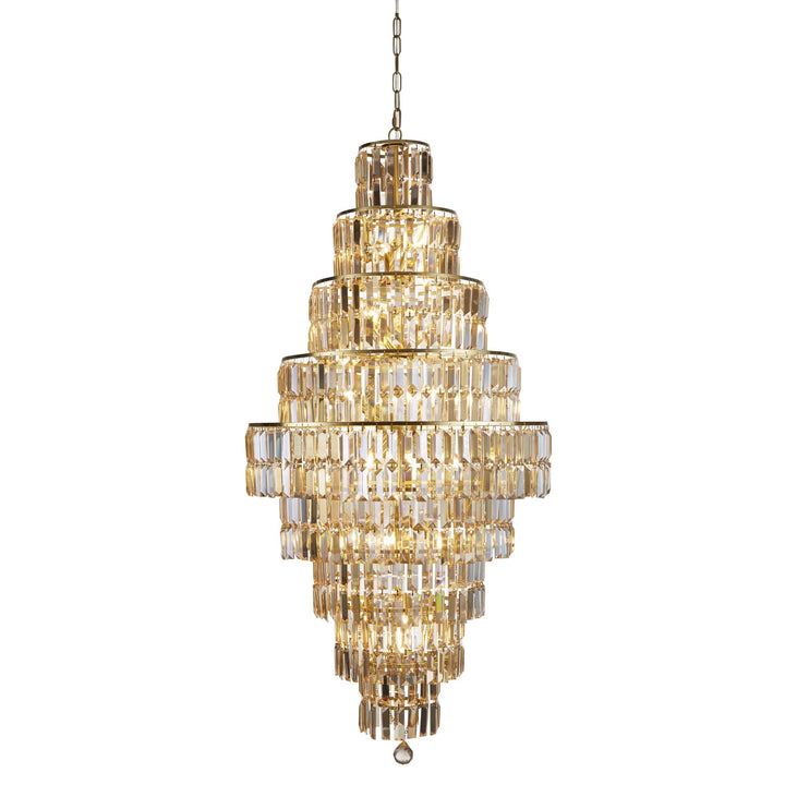 Searchlight 1500SB Empire 13 Light Chandelier Satin Brass Metal Champagne Glass