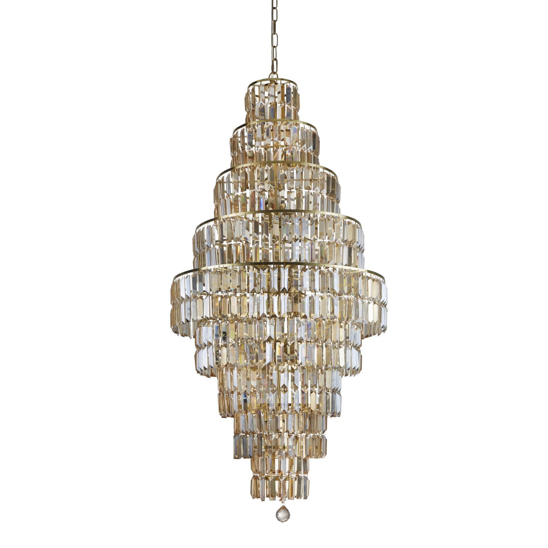 Searchlight 1500SB Empire 13 Light Chandelier Satin Brass Metal Champagne Glass