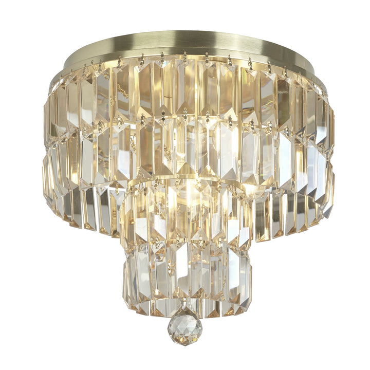 Searchlight 61321-4SB Empire Bathroom 4 Light Flush Satin Brass Metal Champagne Crystal