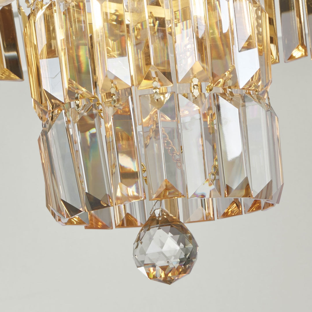 Searchlight 61321-4SB Empire Bathroom 4 Light Flush Satin Brass Metal Champagne Crystal