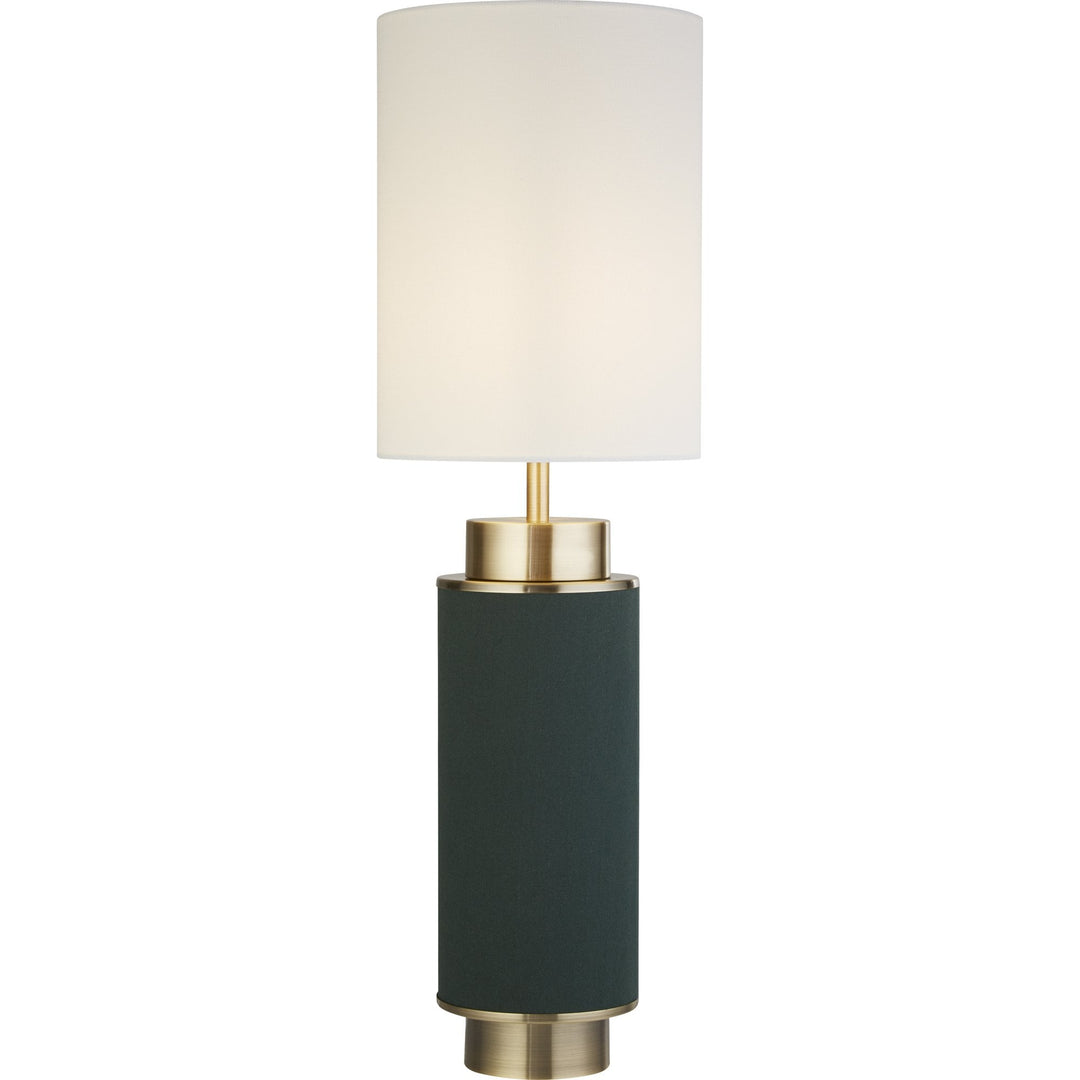Searchlight 59041AB Flask Table Lamp Antique Brass Green Hessian White Linen