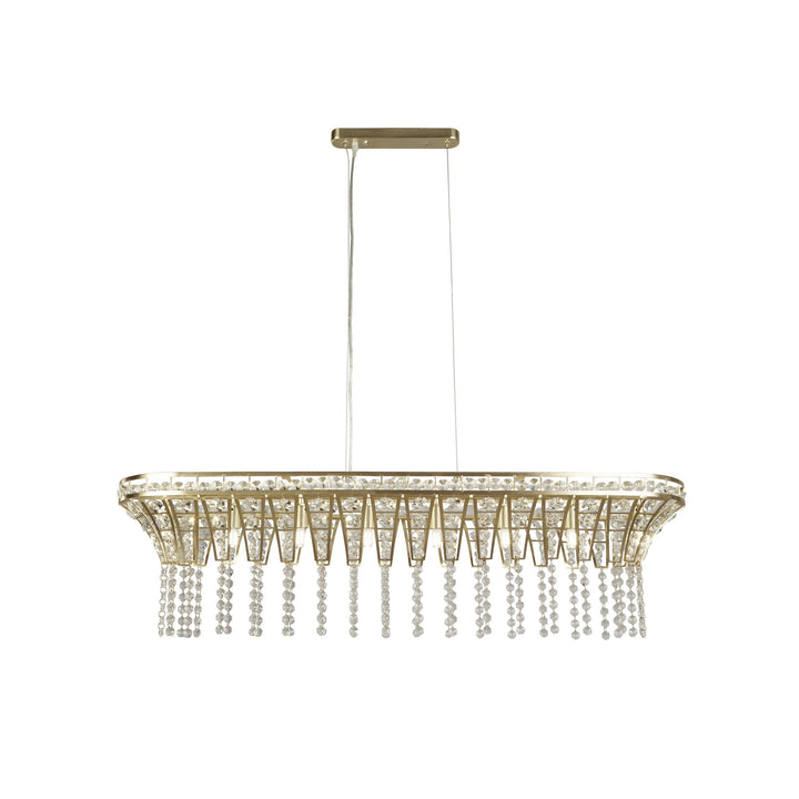 Searchlight 68510-8SB Gemma 8 Light Bar Pendant Satin Brass Clear Crystal