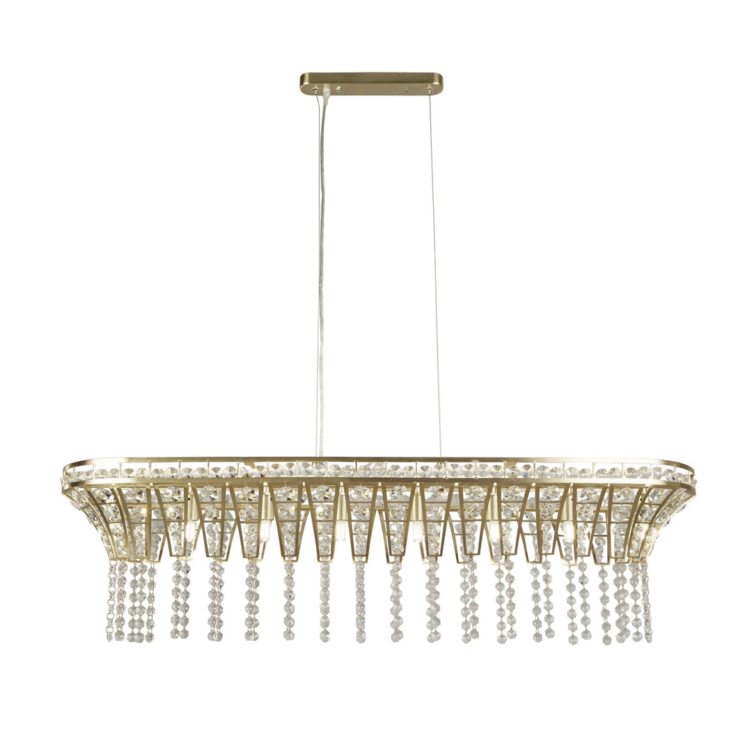 Searchlight 68510-8SB Gemma 8 Light Bar Pendant Satin Brass Clear Crystal