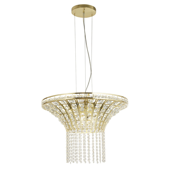 Searchlight 68511-8SB Gemma 8 Light Round Pendant Satin Brass Clear Crystal