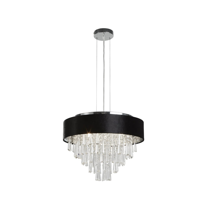 Searchlight 50818-5BK Glamour 5 Light Pendant/SemiFlush Black Velvet Clear Crystal