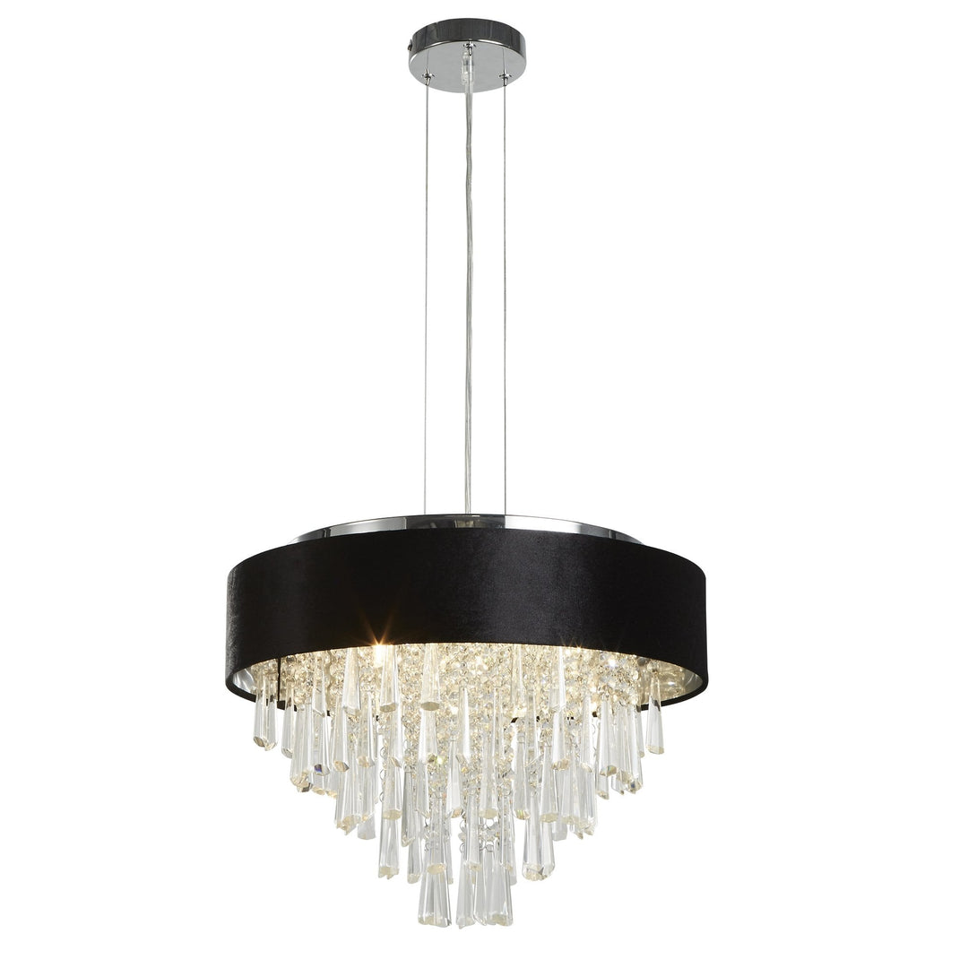 Searchlight 50818-5BK Glamour 5 Light Pendant/SemiFlush Black Velvet Clear Crystal