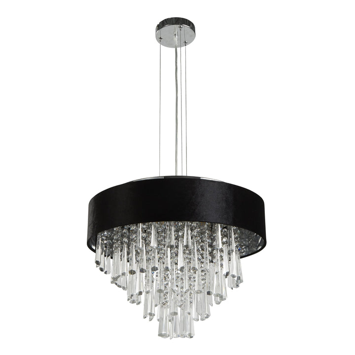 Searchlight 50818-5BK Glamour 5 Light Pendant/SemiFlush Black Velvet Clear Crystal