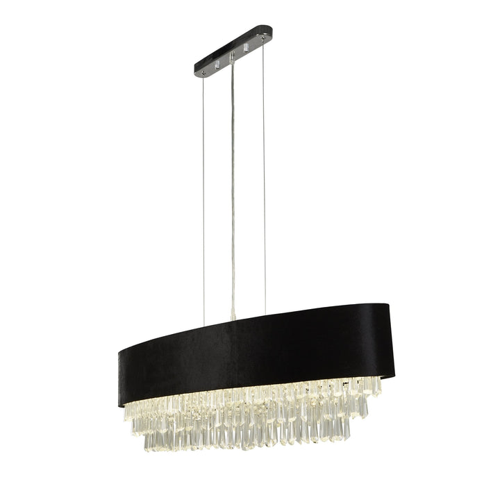 Searchlight 50818-8BK Glamour 8 Light Oval Pendant Black Velvet Clear Crystal