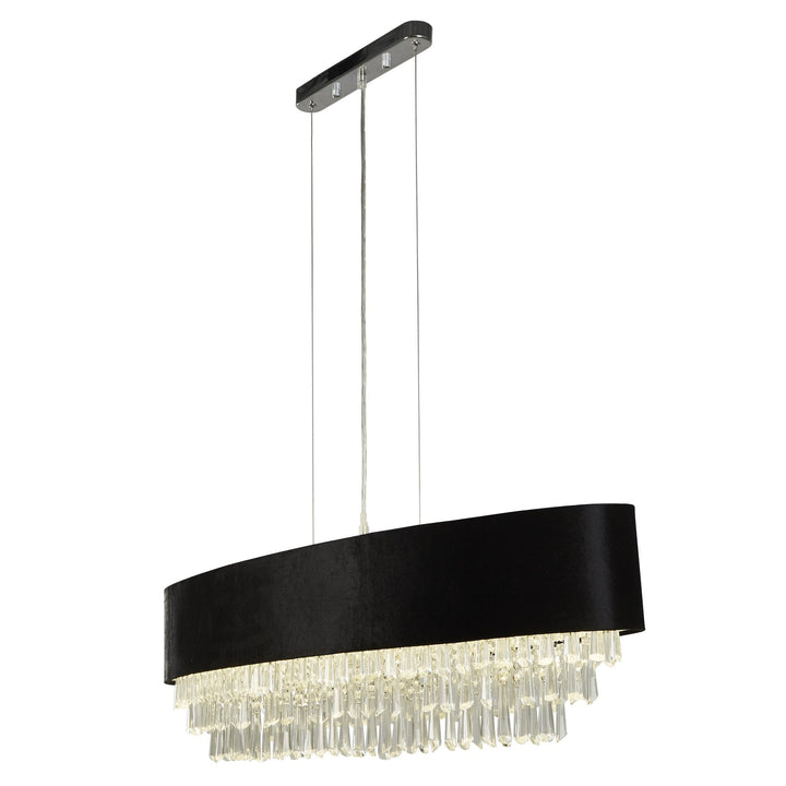 Searchlight 50818-8BK Glamour 8 Light Oval Pendant Black Velvet Clear Crystal