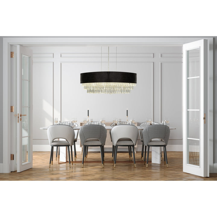 Searchlight 50818-8BK Glamour 8 Light Oval Pendant Black Velvet Clear Crystal