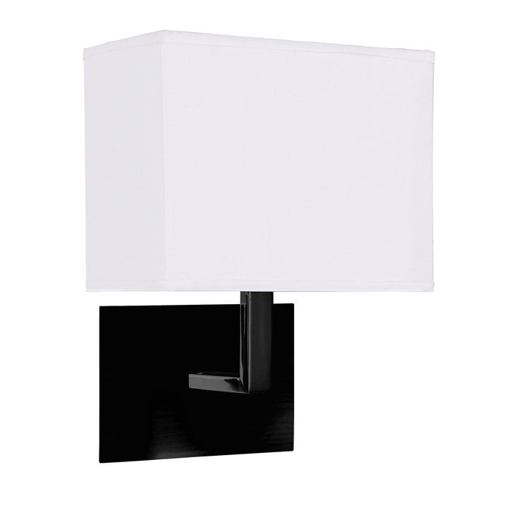 Searchlight 5519BK Hotel Wall Light Matt Black Metal White Fabric Shade