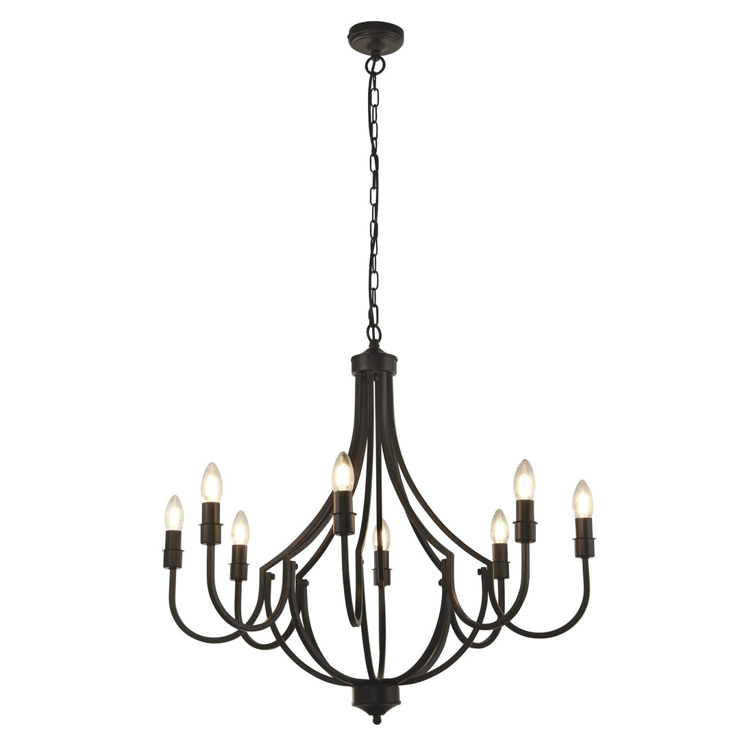 Searchlight 82918-8BK Lodge 8 Light Pendant Black Metal