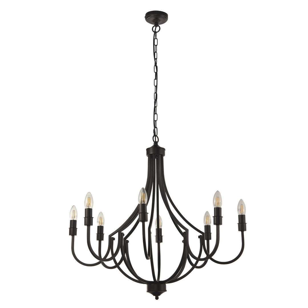 Searchlight 82918-8BK Lodge 8 Light Pendant Black Metal