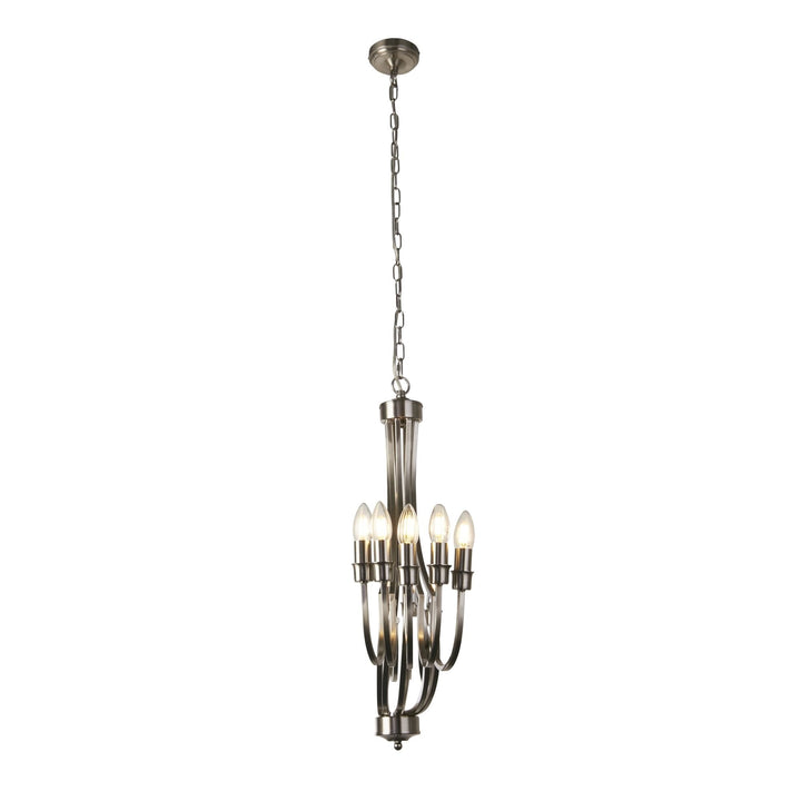 Searchlight 82918-8SS Lodge 8 Light Pendant Satin Silver Metal