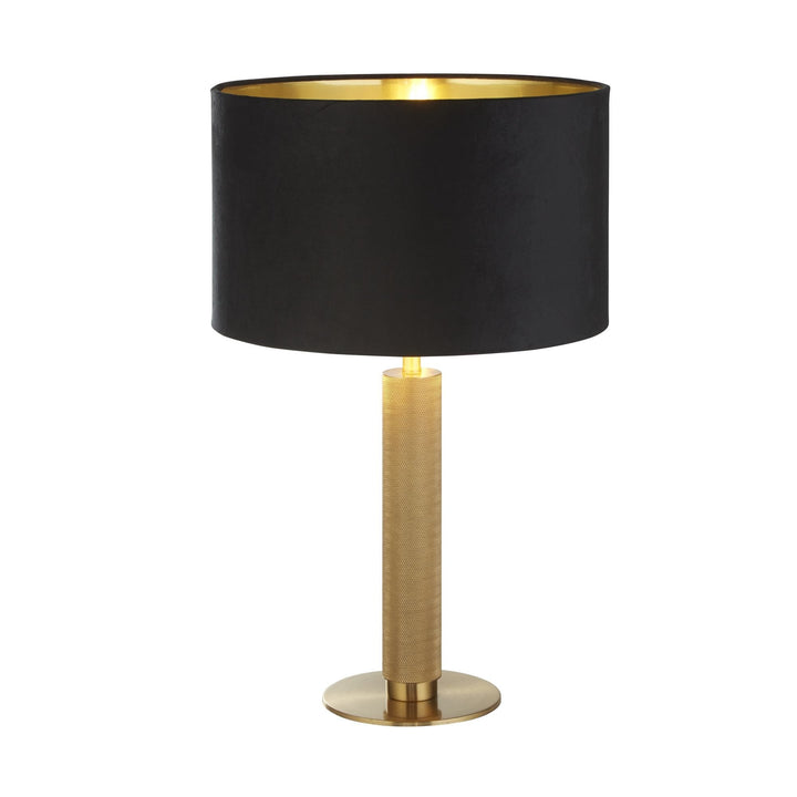 Searchlight 65721BK London Table Lamp Knurled Brass Black Velvet Shade