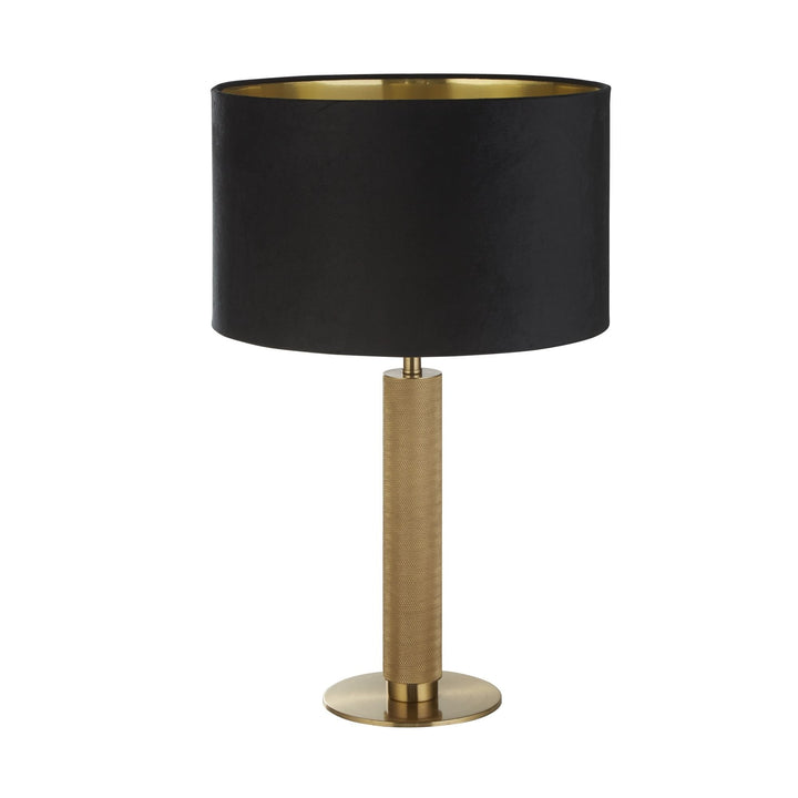 Searchlight 65721BK London Table Lamp Knurled Brass Black Velvet Shade