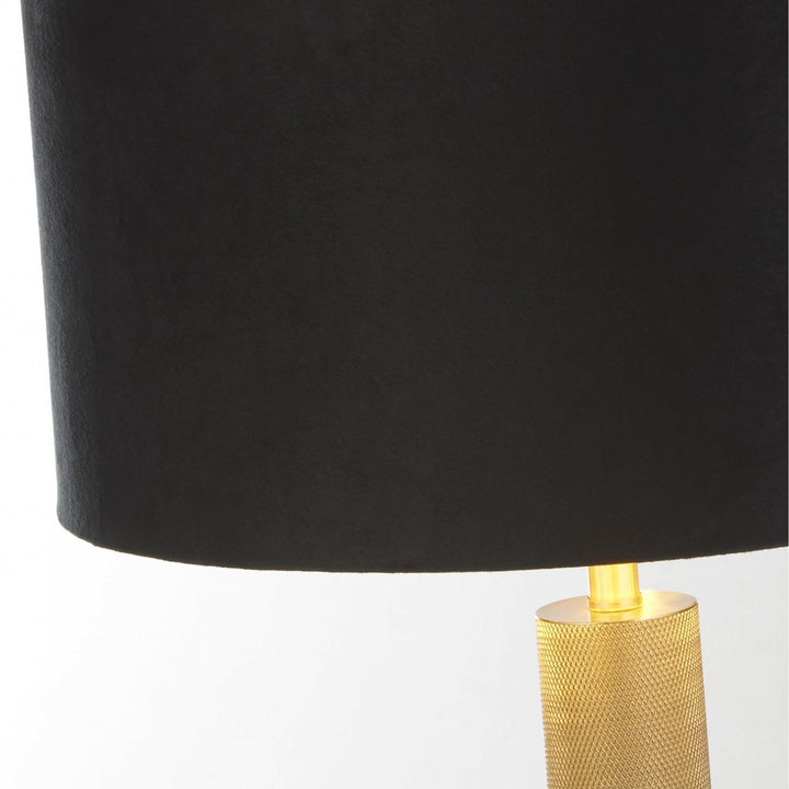 Searchlight 65721BK London Table Lamp Knurled Brass Black Velvet Shade