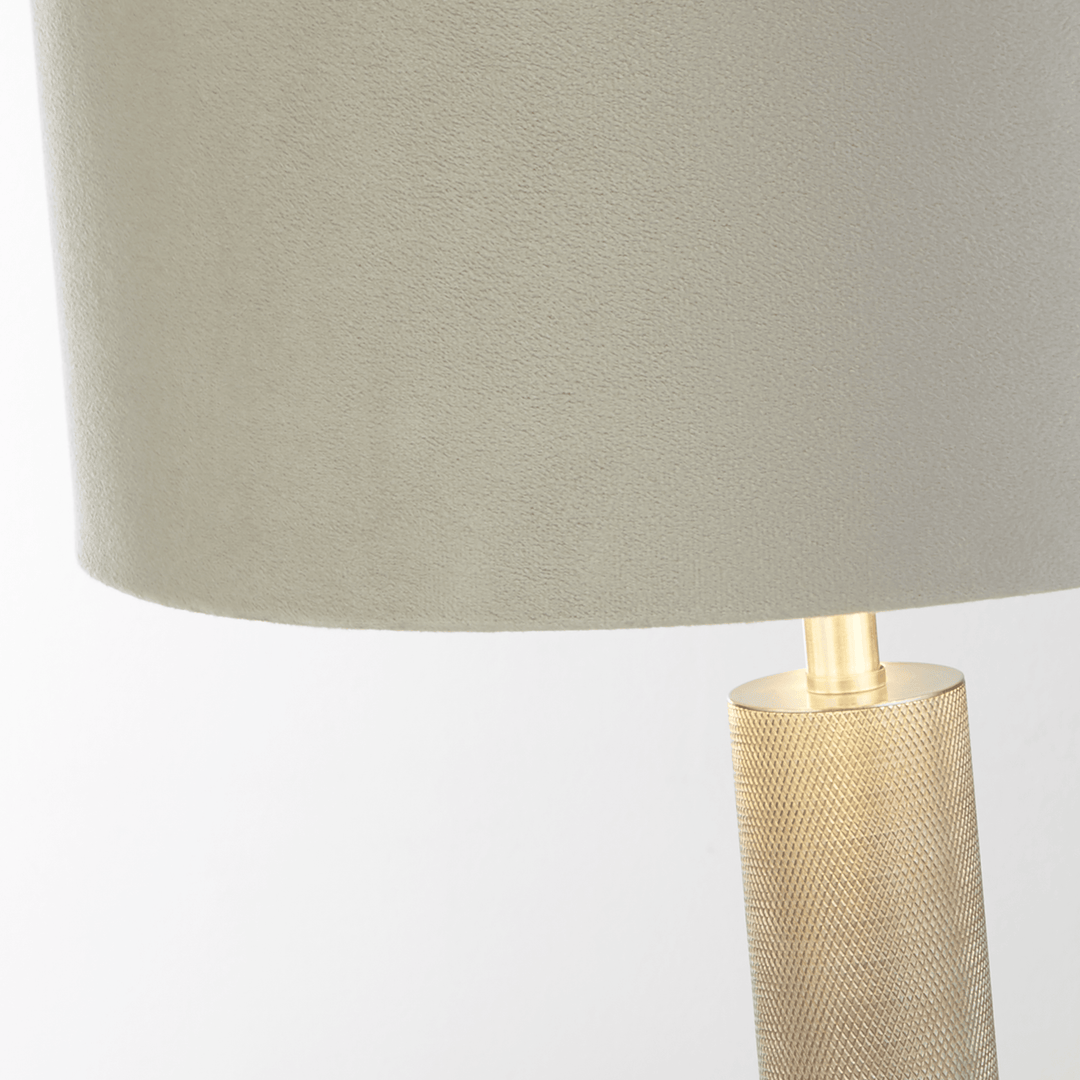 Searchlight 65721GY London Table Lamp Knurled Satin Silver Grey Velvet Shade