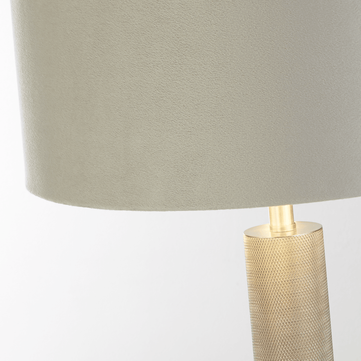 Searchlight 65721GY London Table Lamp Knurled Satin Silver Grey Velvet Shade