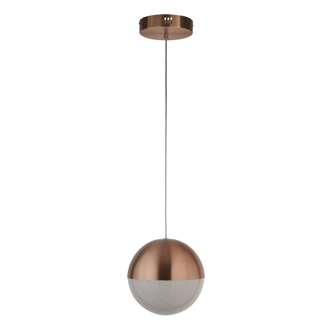 Searchlight 5881CU Marbles LED Pendant Copper Metal Crushed Ice Shade