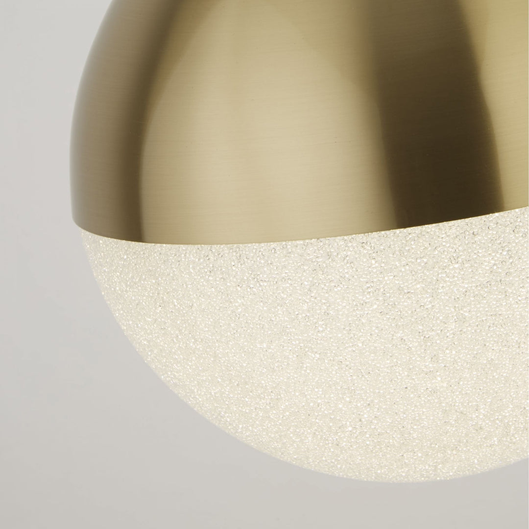 Searchlight 5881SB Marbles LED Pendant Satin Brass Metal Crushed Ice Shade