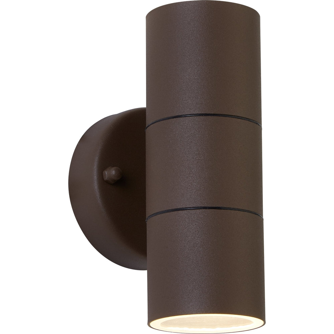 Searchlight 5008-2RUS-LED Metro Outdoor Wall Light Rustic Brown Metal Glass