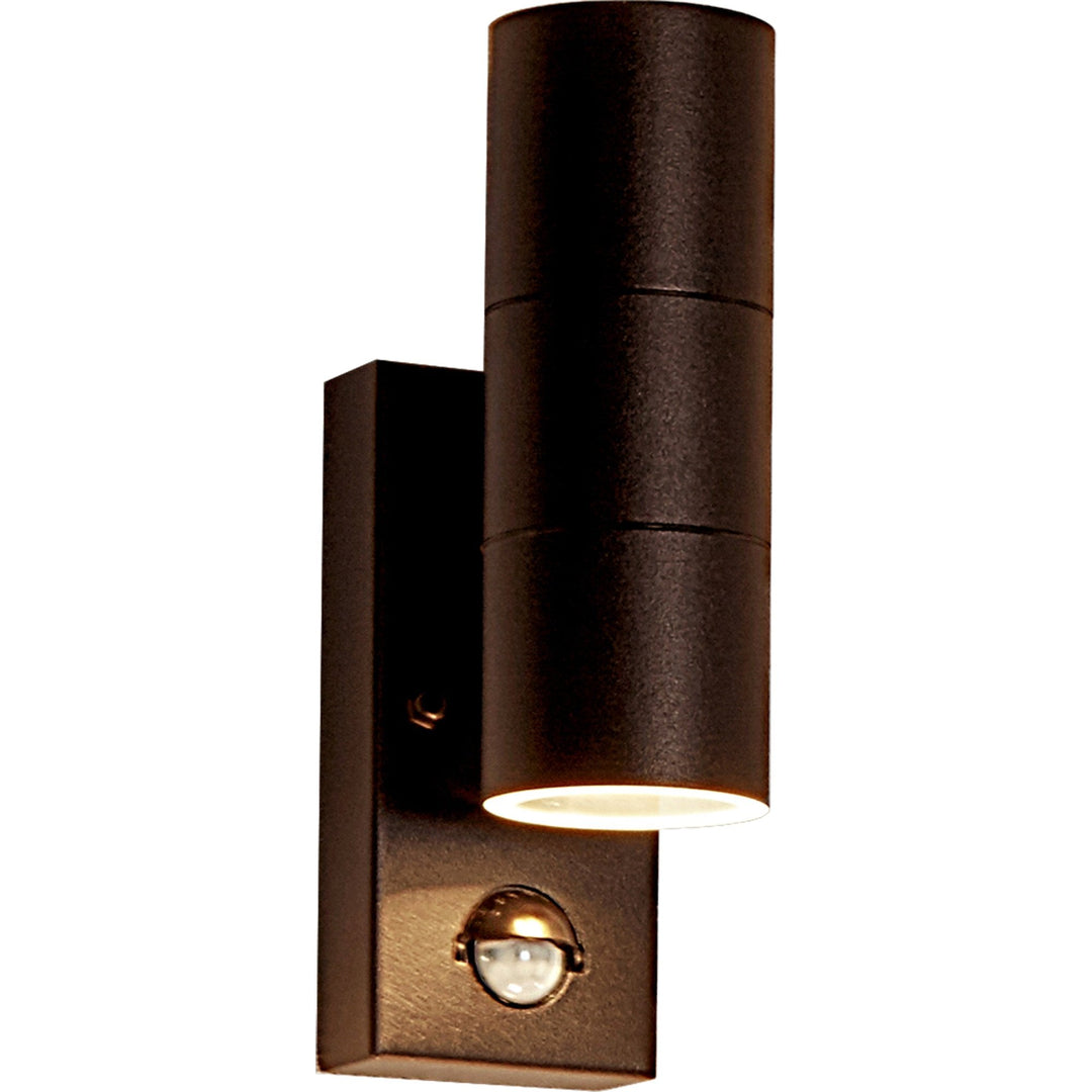 Searchlight 7008-2RUS-LED Metro Outdoor Wall Light Rustic Brown Metal Glass