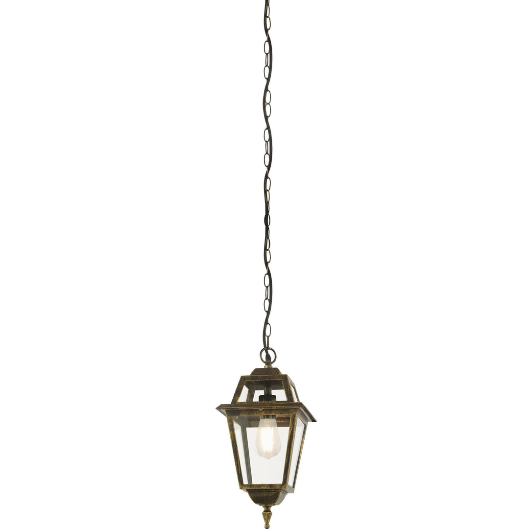 Searchlight 1526 New Orleans Outdoor Pendant Lantern Black Gold Glass