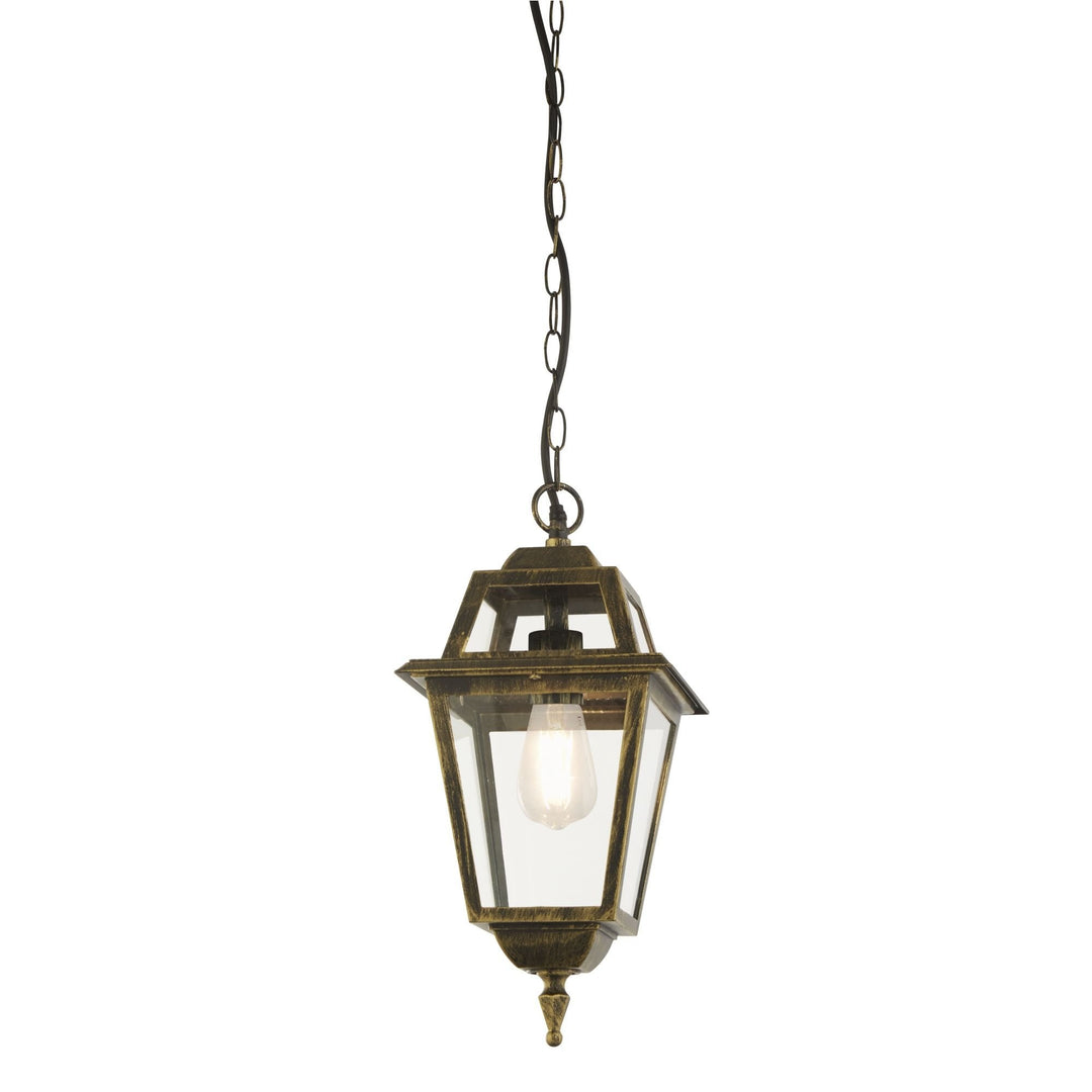 Searchlight 1526 New Orleans Outdoor Pendant Lantern Black Gold Glass