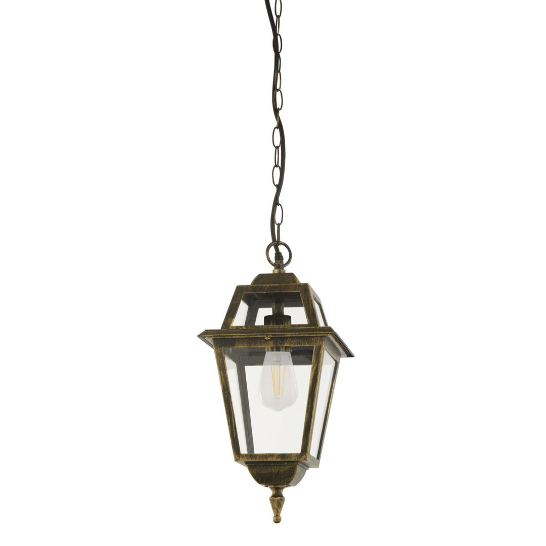 Searchlight 1526 New Orleans Outdoor Pendant Lantern Black Gold Glass