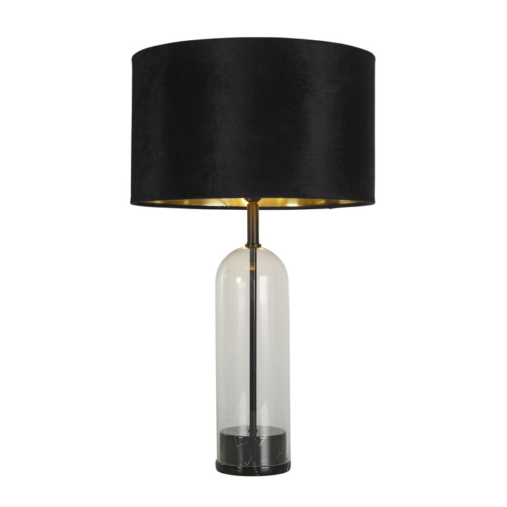 Searchlight 81710BK Oxford Table Lamp Glass Black Metal Marble Black Velvet