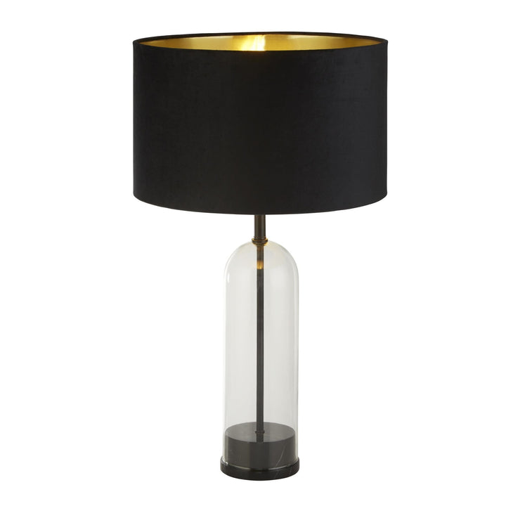 Searchlight 81710BK Oxford Table Lamp Glass Black Metal Marble Black Velvet