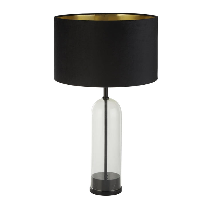 Searchlight 81710BK Oxford Table Lamp Glass Black Metal Marble Black Velvet