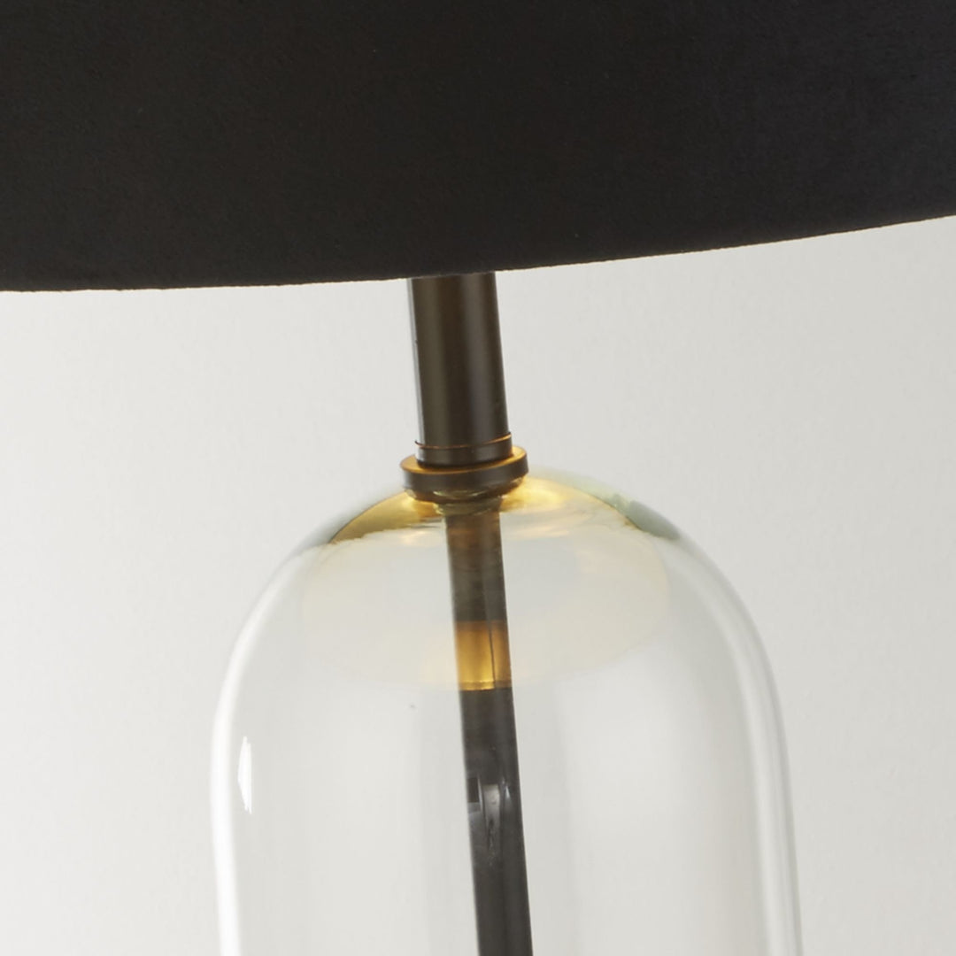 Searchlight 81710BK Oxford Table Lamp Glass Black Metal Marble Black Velvet