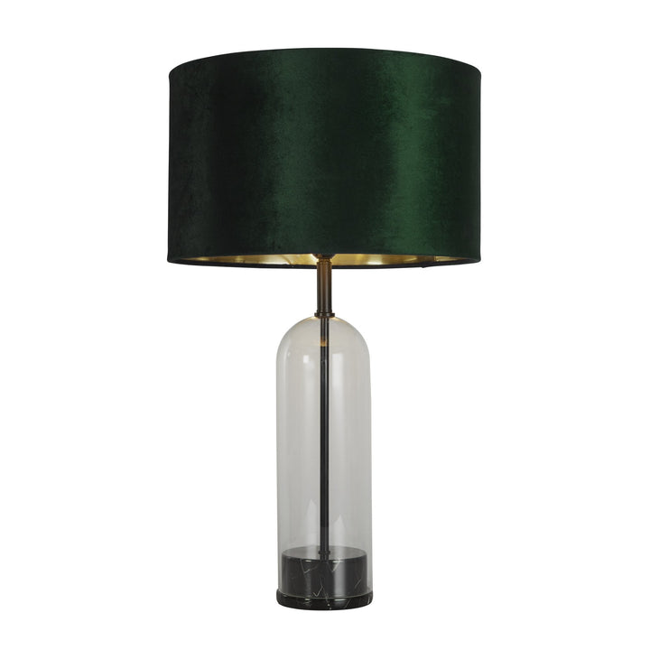 Searchlight 81711GR Oxford Table LampGlass Black Metal Marble Green Velvet