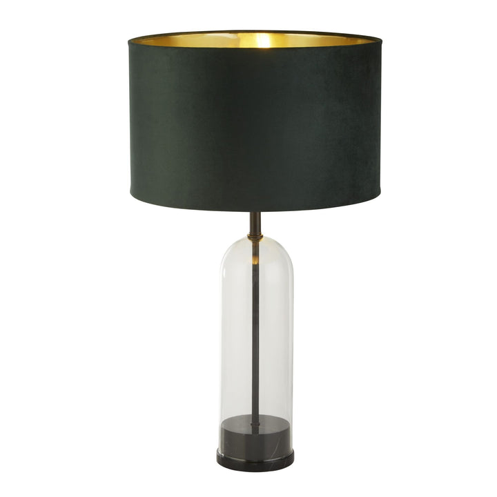 Searchlight 81711GR Oxford Table LampGlass Black Metal Marble Green Velvet